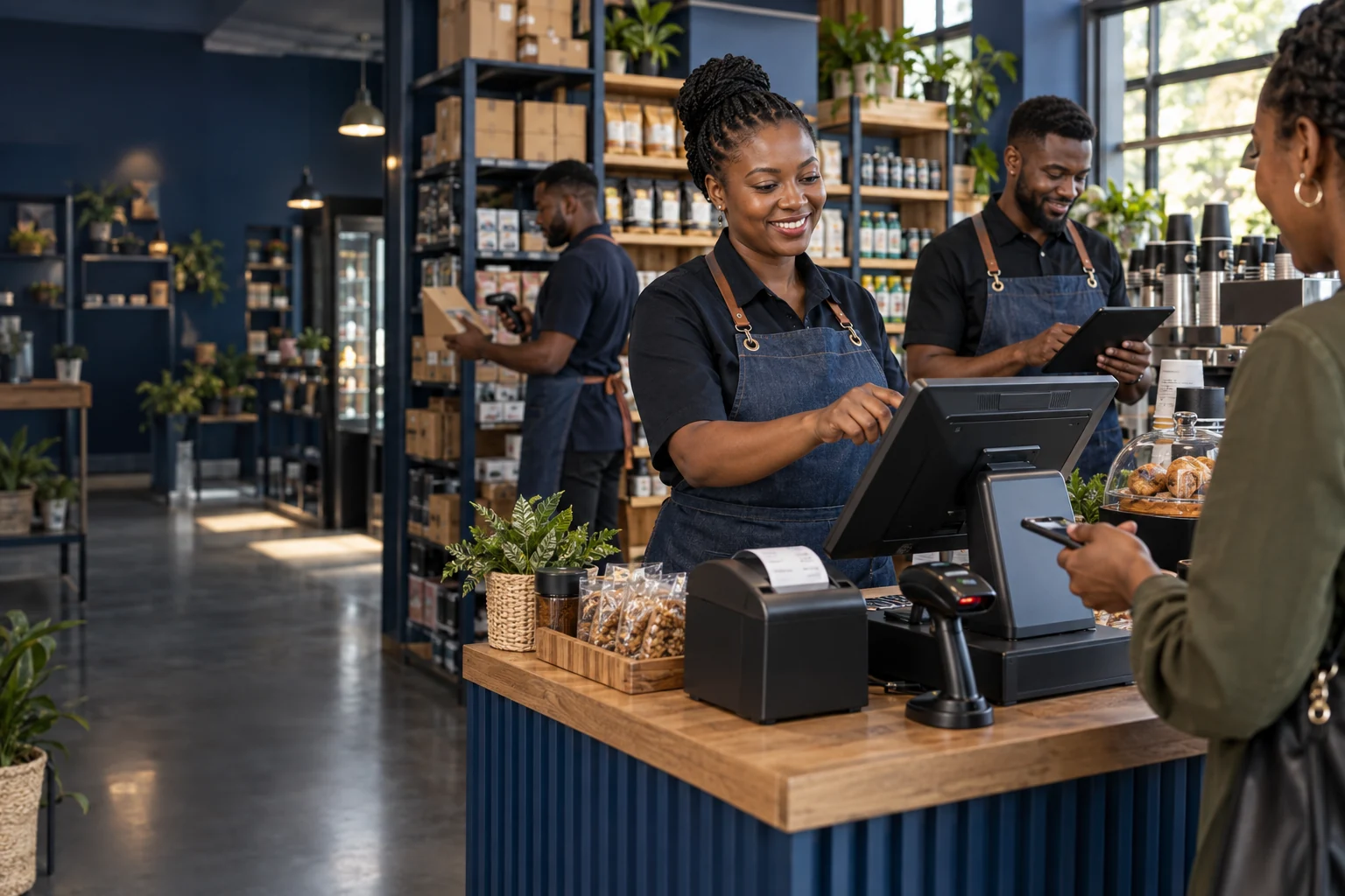 Retail and hospitality teams using MyDuka POS to serve customers and manage sales